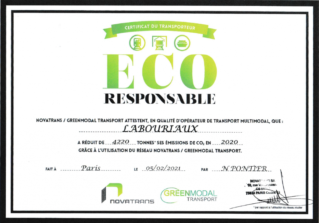 Certificat éco-responsable 2020